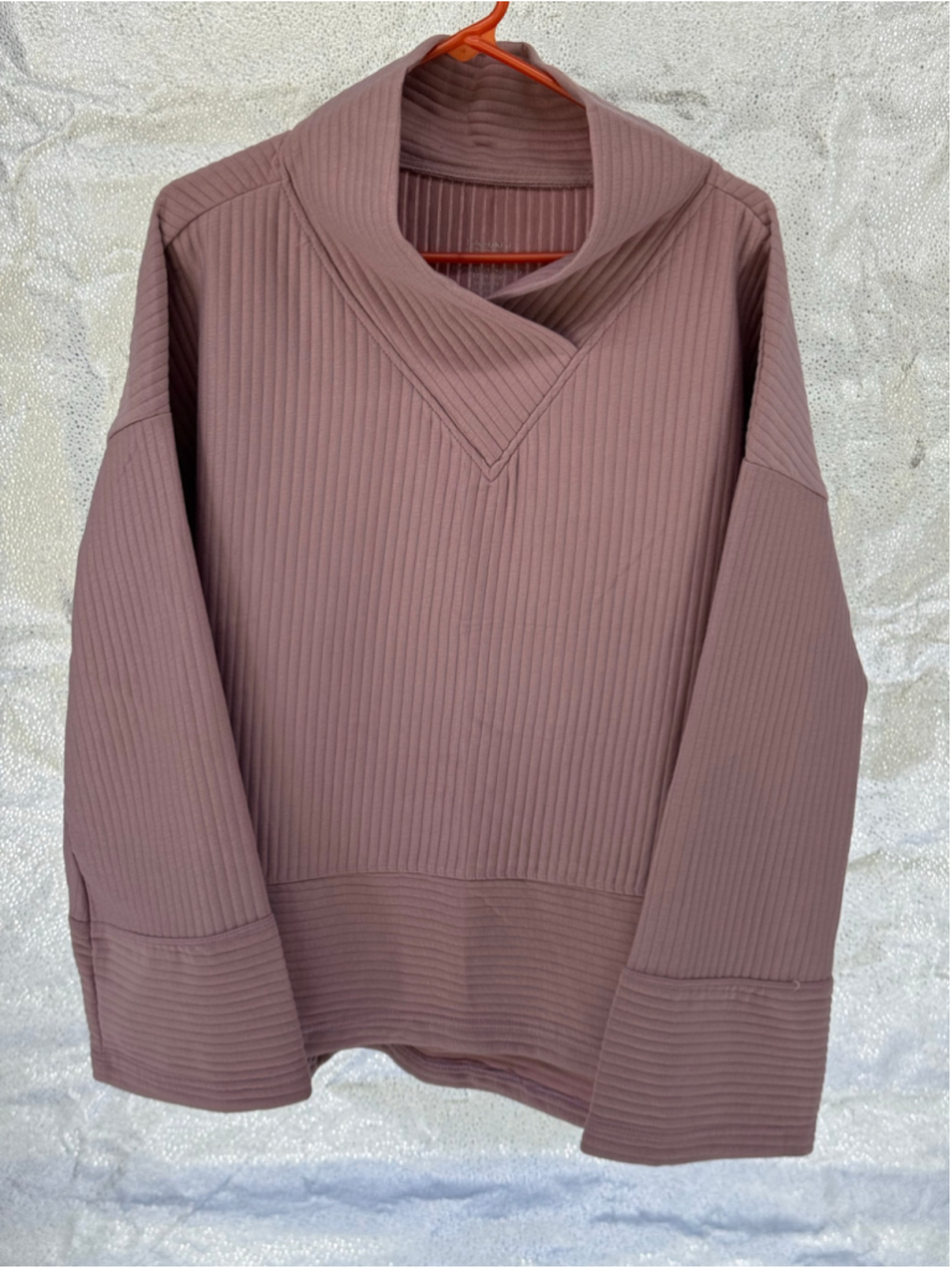 Women's Tahari Sport Ribbed Pullover Sweatshirt Mauve Size 1X